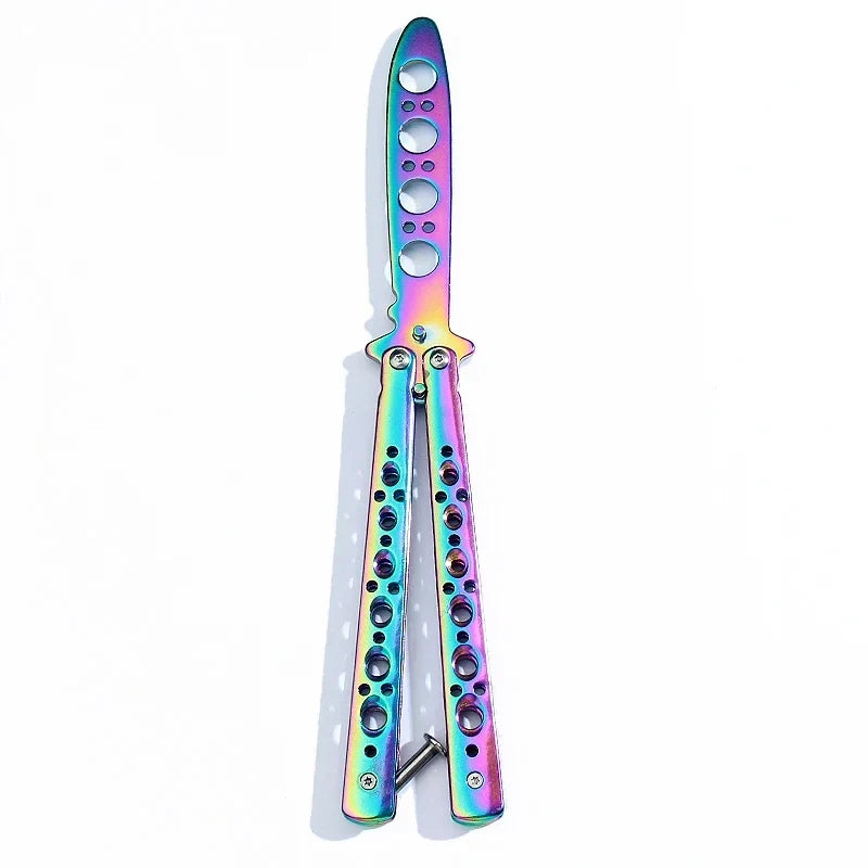 Folding Butterfly Knife Trainer Stainless Steel Pocket Practice Training Uncut Tool for Outdoor Games Hand Movements