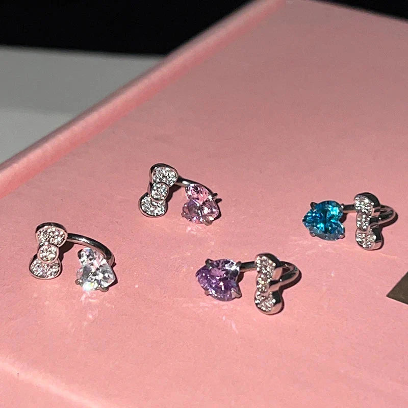 Cute Bowknot Love Heart Annular Ear Bone Earring
