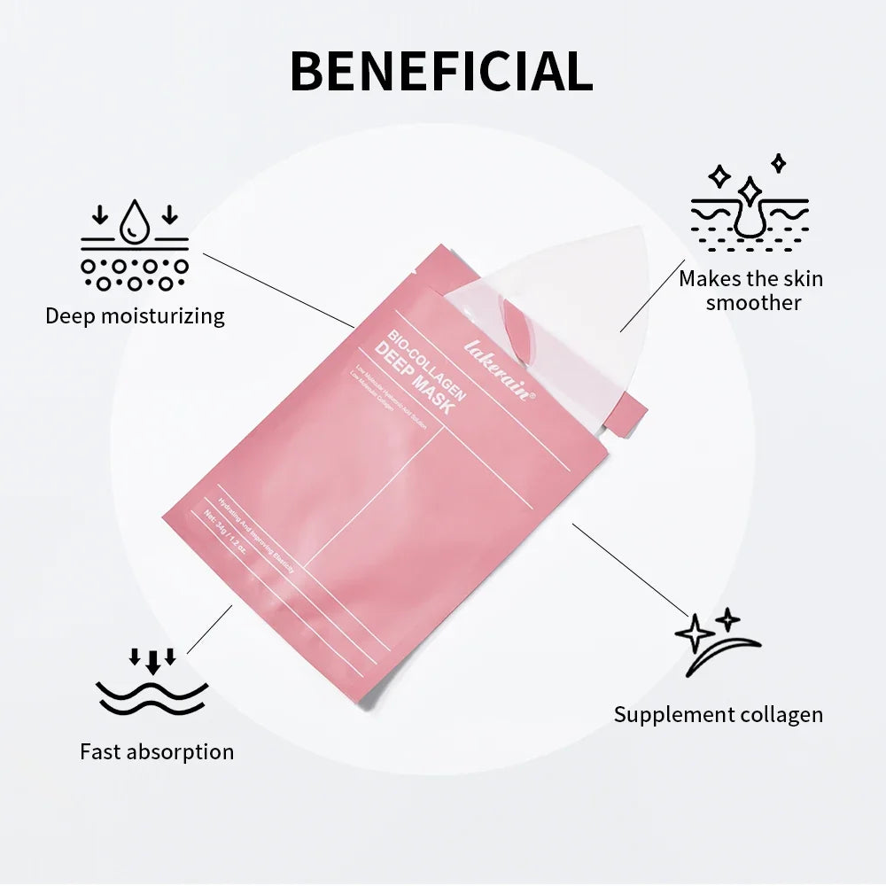 4pcs Bio-Collagen Deep Face Mask Overnight Mask Moisturizing Improvement Pore Brightening Face Firming Skincare