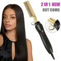 2 in 1 Electric Hot Heating Comb Hair Straightener Curler Wet Dry Hair