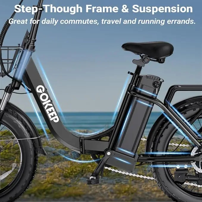 1300W Folding Electric Bike for Adults, 75 Miles PAS Range, 48V13Ah Removable Lithium Battery Front Suspension Electric Bicycle