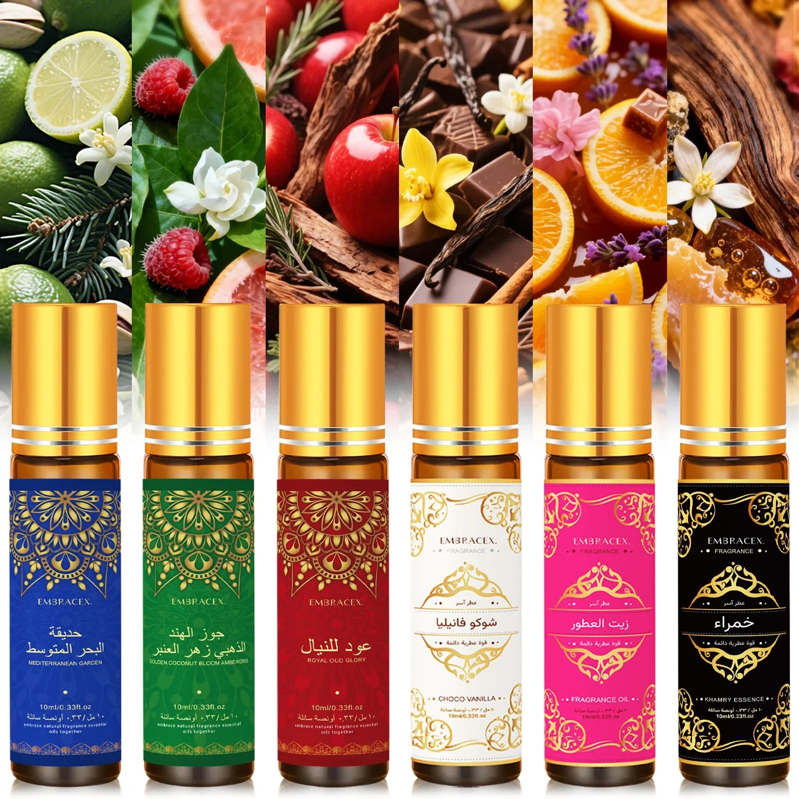 8PC/1PC 10ml Roller Essential Oils Eid al-Fitr Gift Perfume Oil Skincare Face Oil Bodycare Humidifier Six Long Lasting Scents