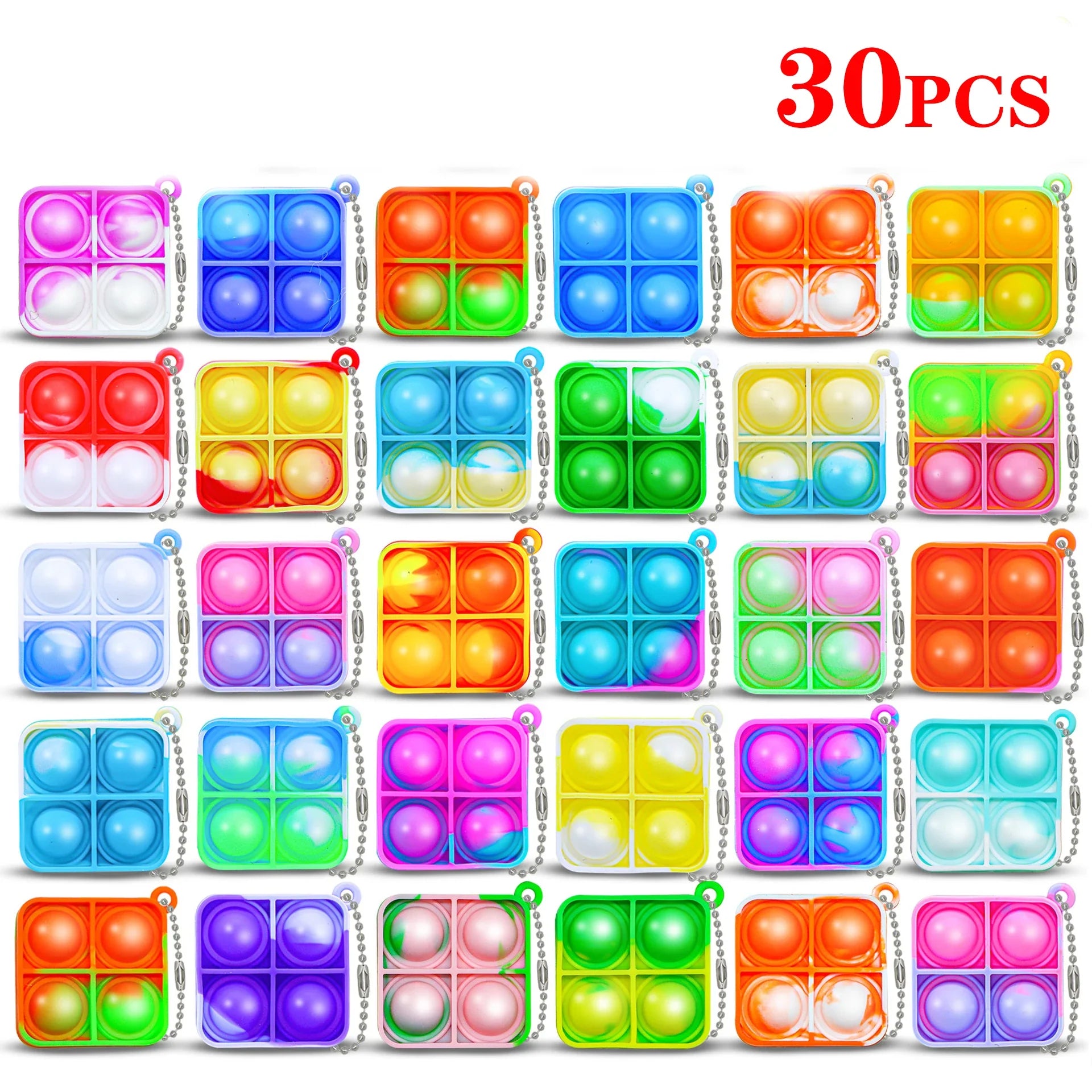 Pop Keychains Fidget Toys Bulk | Stress Relief Sensory Prizes for Classroom