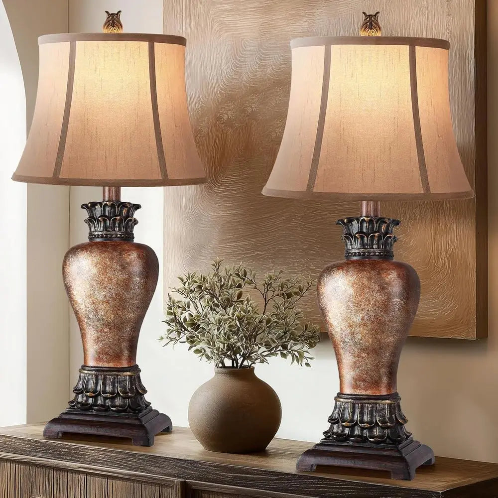 Rustic Tall Armhouse Table Lamps, Dimmable Western Style Living Room
