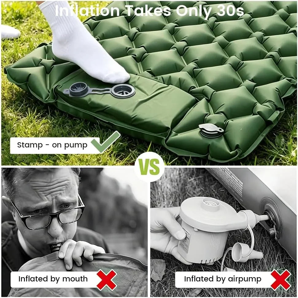 Sleeping Pad for Camping with Pillow, Ultralight Air Mattress for Camping, Built-in Pump, Self Inflating Sleeping Mat Camping