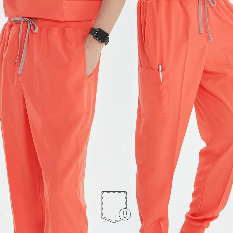 Stretchy Nurse Uniforms V-neck Top Jogger Pants Scrub Sets Surgical Workwear Dentist Nursing Suit Hospital Doctor Outfit S21