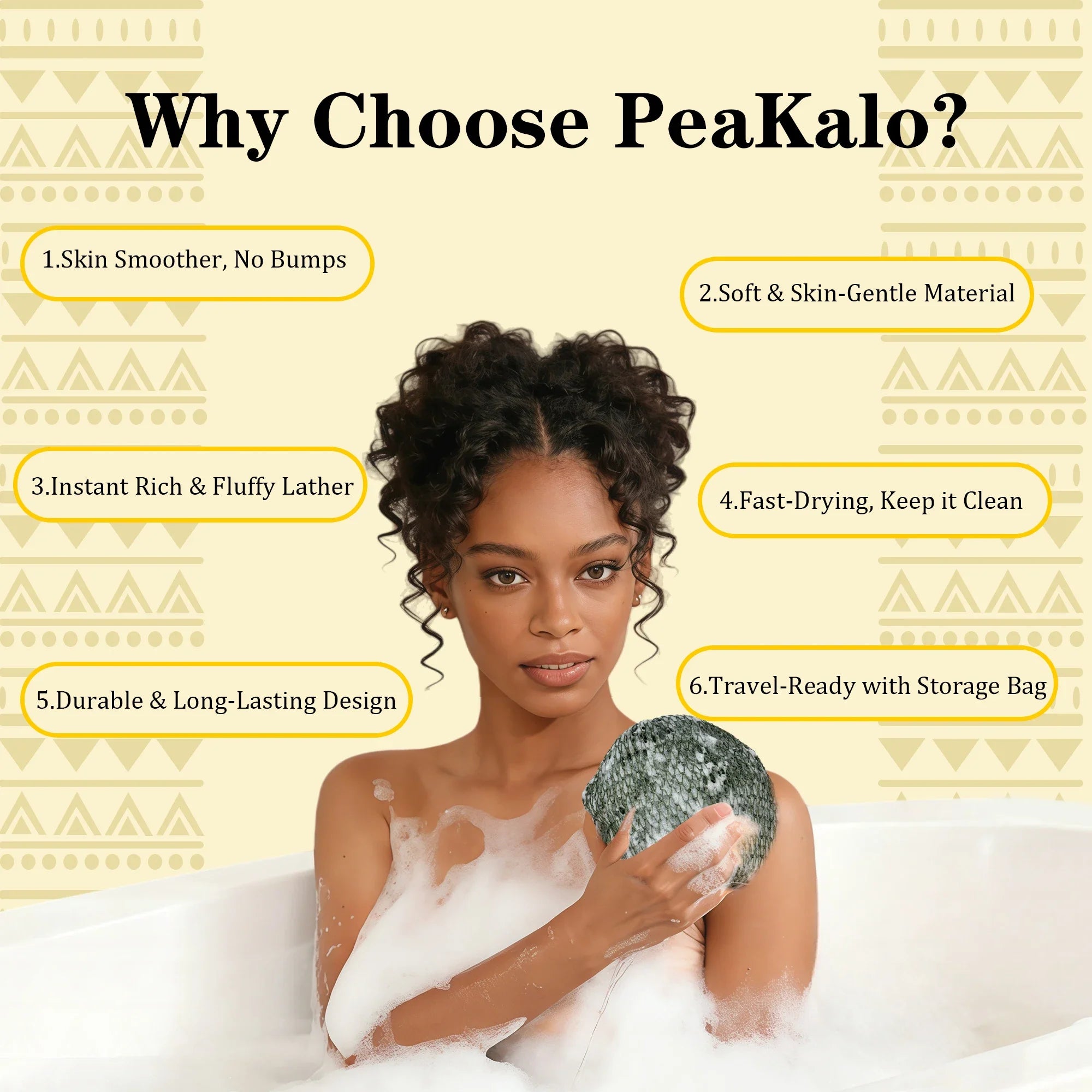 PeaKalo Authentic African Net Sponge-2Pcs Exfoliating Bath Shower Loofah Sponge, Gentle Back Scrubber for All Skin Types,Durable