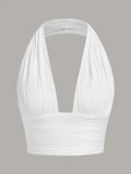 Sexy Solid Backless Crop Halter Top Women Summer 2024 Y2K Clothes Grunge High Street Style Club Sleeveless Cami Top Streetwear