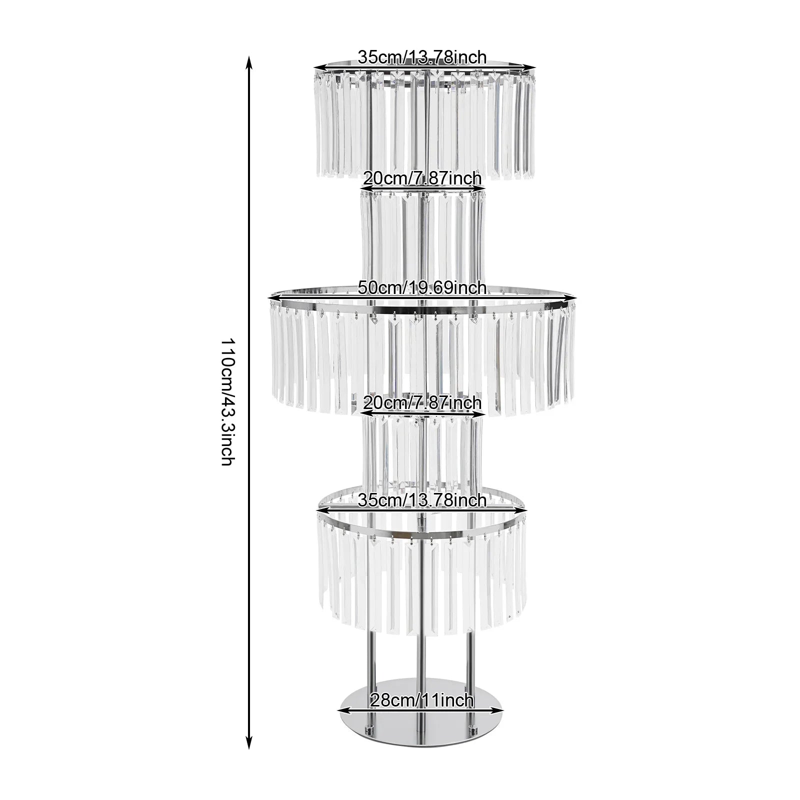 5 Tiers Gold/Silver Wedding Centerpieces Flower Stand Vase Centerpiece Acrylic Flower Stand with Hanging Acrylic