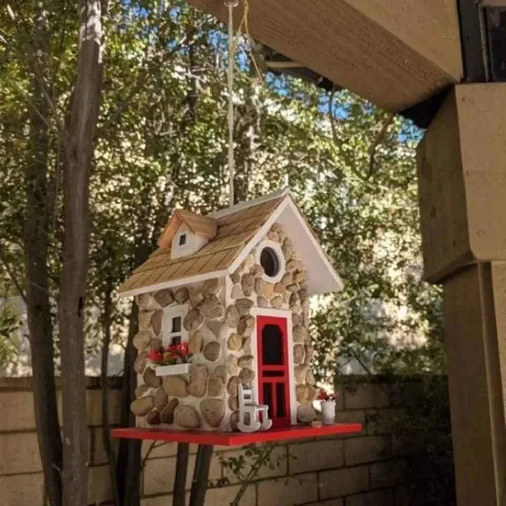 Crafts Resin Bird House Durable Hanging Bird Feeder Exquisite Garden Bird Villas Courtyard