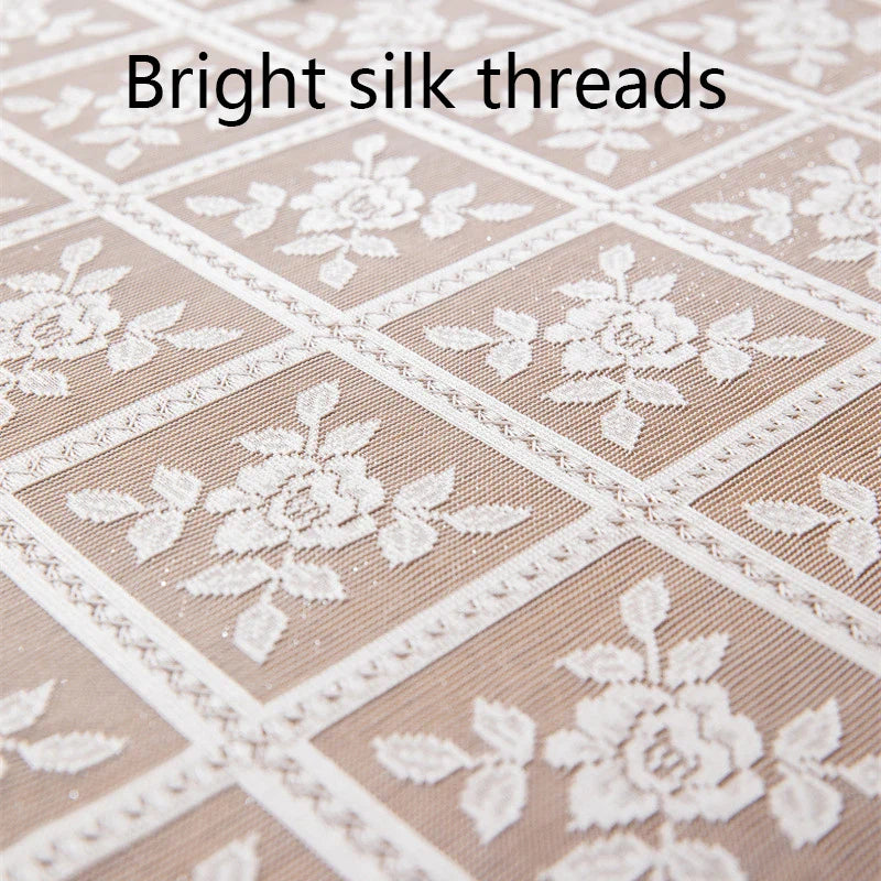 1pcs Rectangular Cut-Out Tablecloth With Bright Silk Thread, European Embroidered Floral Wedding Outdoor Picnic Cloth Decoration
