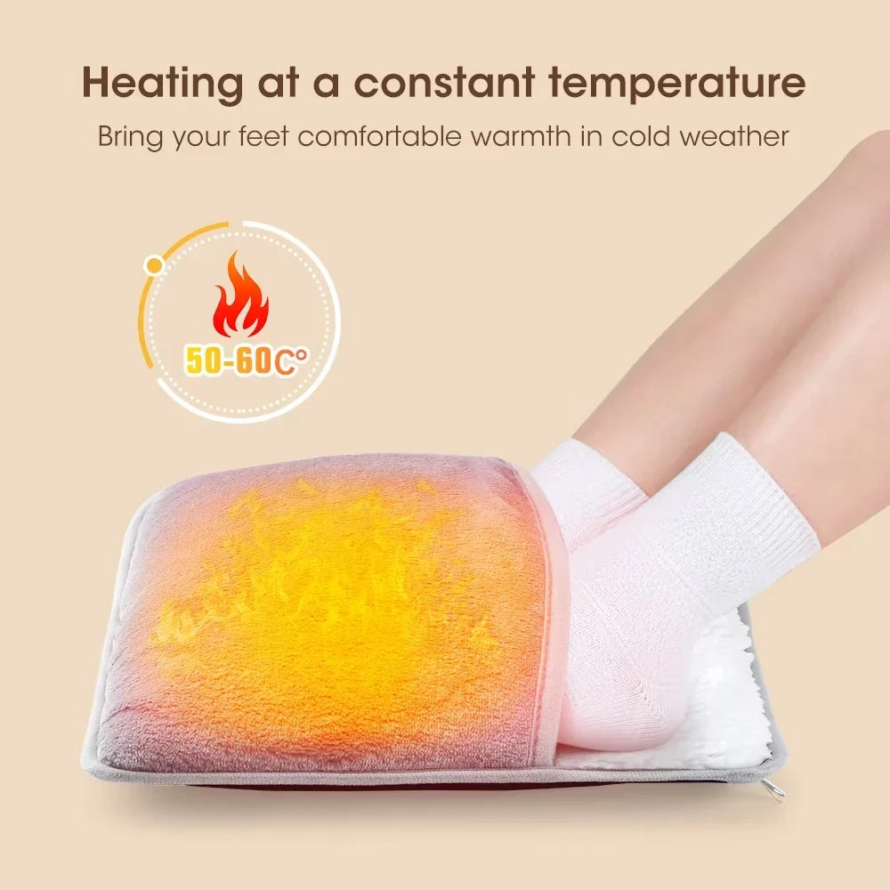 Winter Electric Foot Heating Pad USB Charging Soft Plush Washable Foot Warmer Heater Improve Sleeping Household Foot Warming Mat