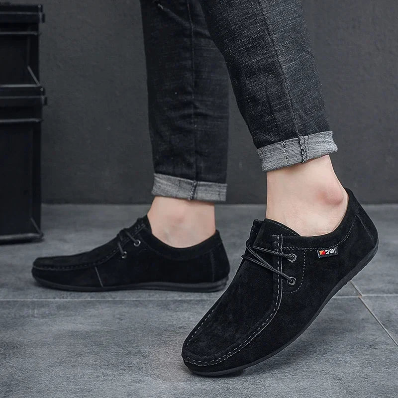Men's Loafers, Lace Up Suede Work Shoes, 2025 New Formal Shoes, Outdoor Casual Walking Foot Covers Suitable for Lazy People