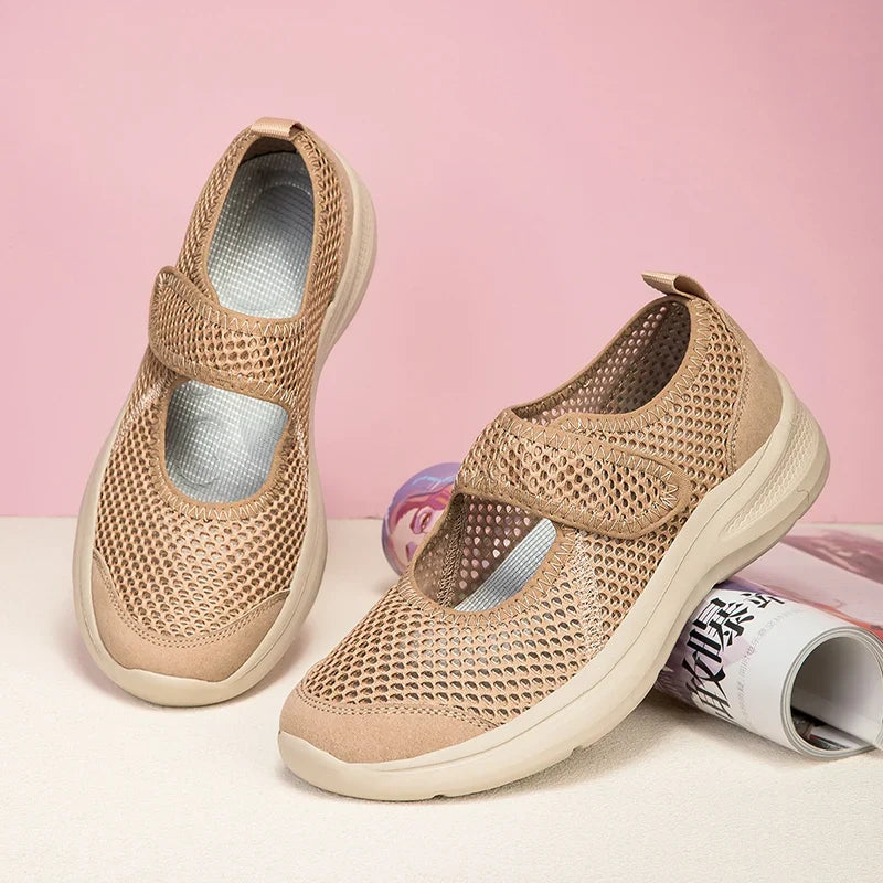Fashion Women Shoes Platform Lightweight Walking Lazy Loafers Summer Breathable Outdoor Fitness Walking Casual Mesh Sports Shoes