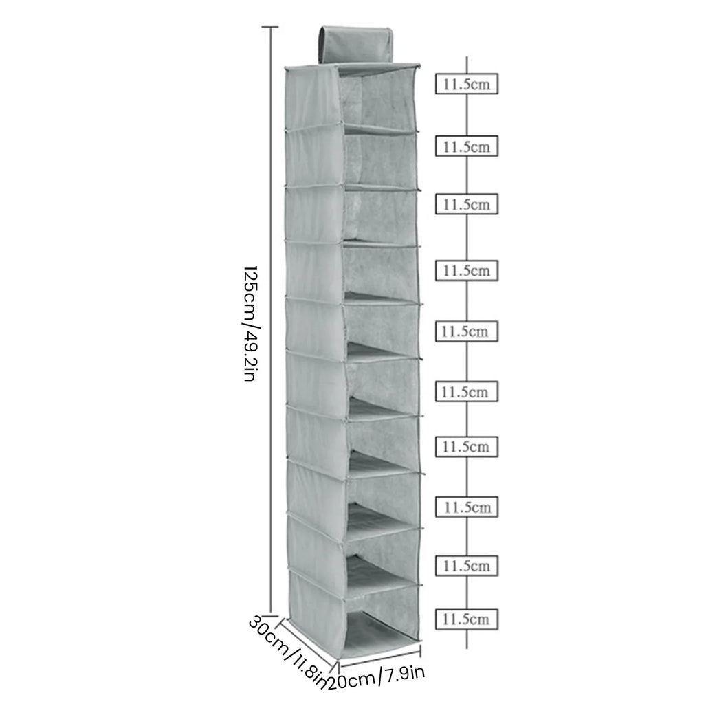 Hanging Shoe Organizer Non-woven Shoe Storage Shelf 10-Layer Foldable Hanging Shoe Rack Space Saving for Home Bedroom Closet