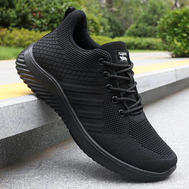 Men's Solid Lace-Up Casual Shoes, Lightweight Outdoor Sneakers Suitable for All-Season Training and Exercise, Lightweight, Breathable, Non-Slip, Ideal for Casual Walking Enthusiasts