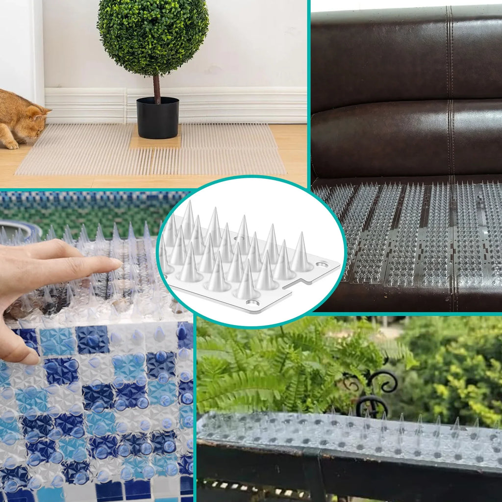 24Pcs Bird Repeller Spikes Plastic Transparent Cat Intruder Deterrent Strip Anti Climb Fence Wall Spikes for Pigeon Squirrel Cat