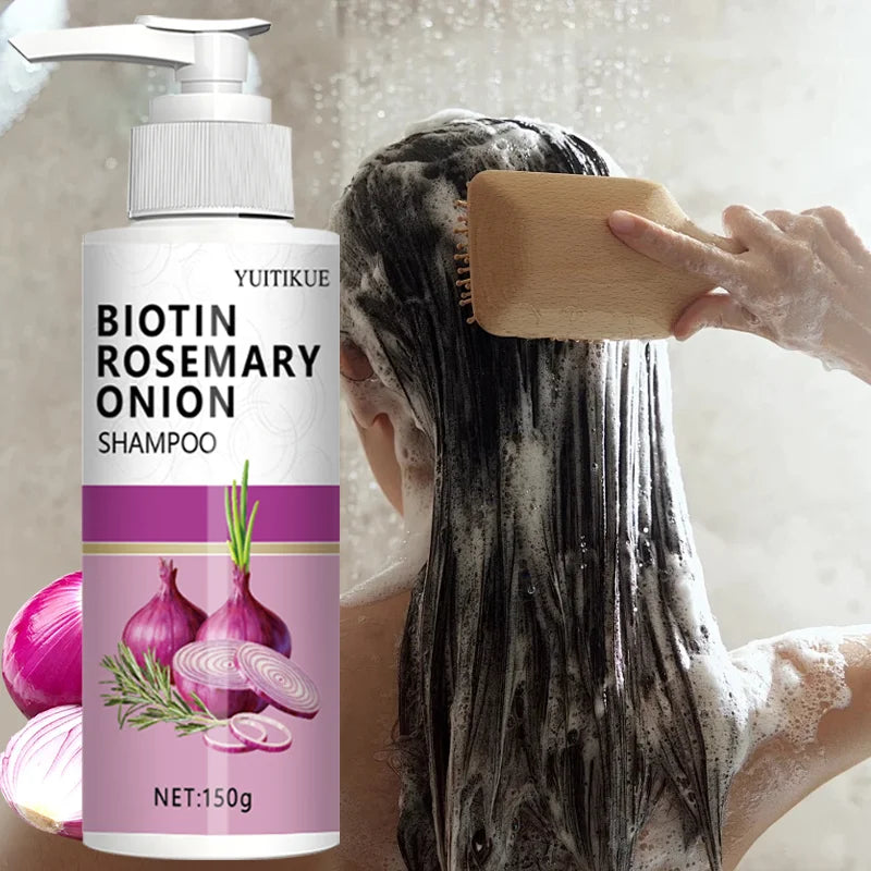 Biotin Rosemary Onion Shampoo, strengthens hair roots, moisturizes, and thickens hair care