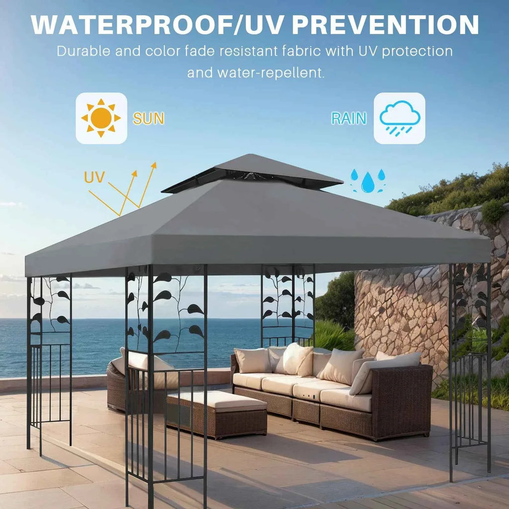 Grill Gazebo Replacement Canopy Roof, Outdoor BBQ Gazebo Top, Double Tiered Shelter Cover Roof ,for Yard Patio Garden Sunshade