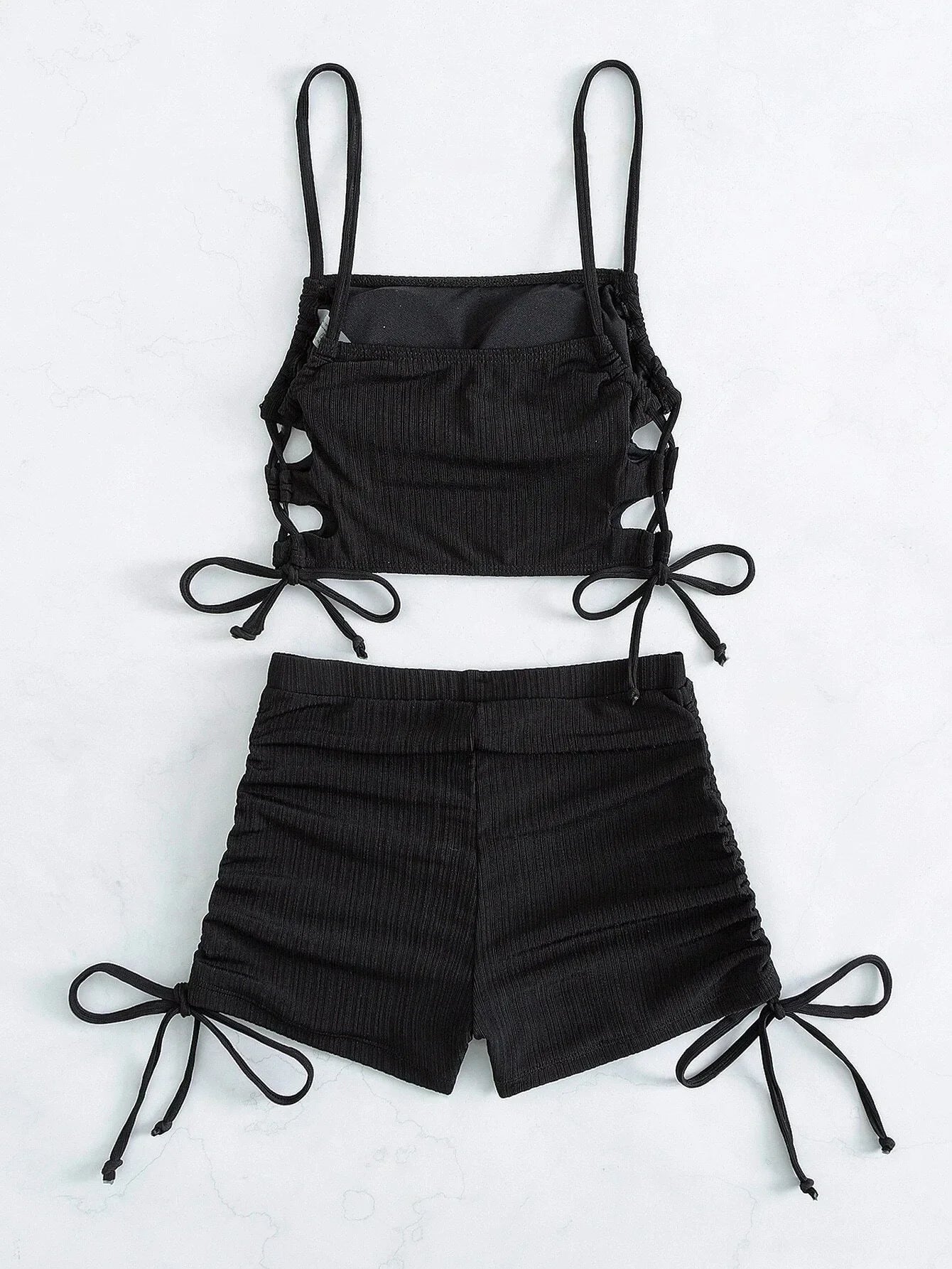 Sexy Bikini 2024 Women White Black Hollow Out Push Up Padded Two Piece Swimsuit Summer Bathing Suit Lace Up High Waist Swimwear