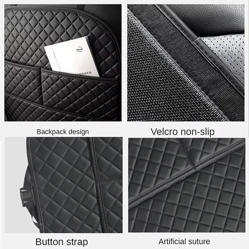 Universal Car Anti Kicks Pad With Organizer Pocket Leather Seat Back PU Leather Protector Cover Waterproof Child Kick Mats