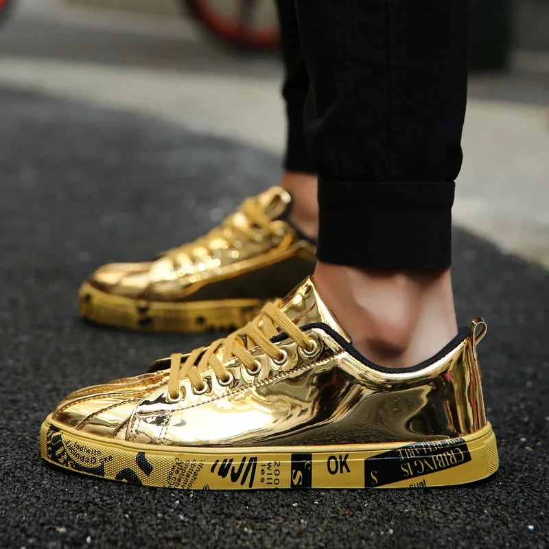 Women Gold Silver Sneakers Men Hip Hop Casual Unisex Tennis Luxury Running Shoes Clunky Trainers Bigsize Streetwear Footwear