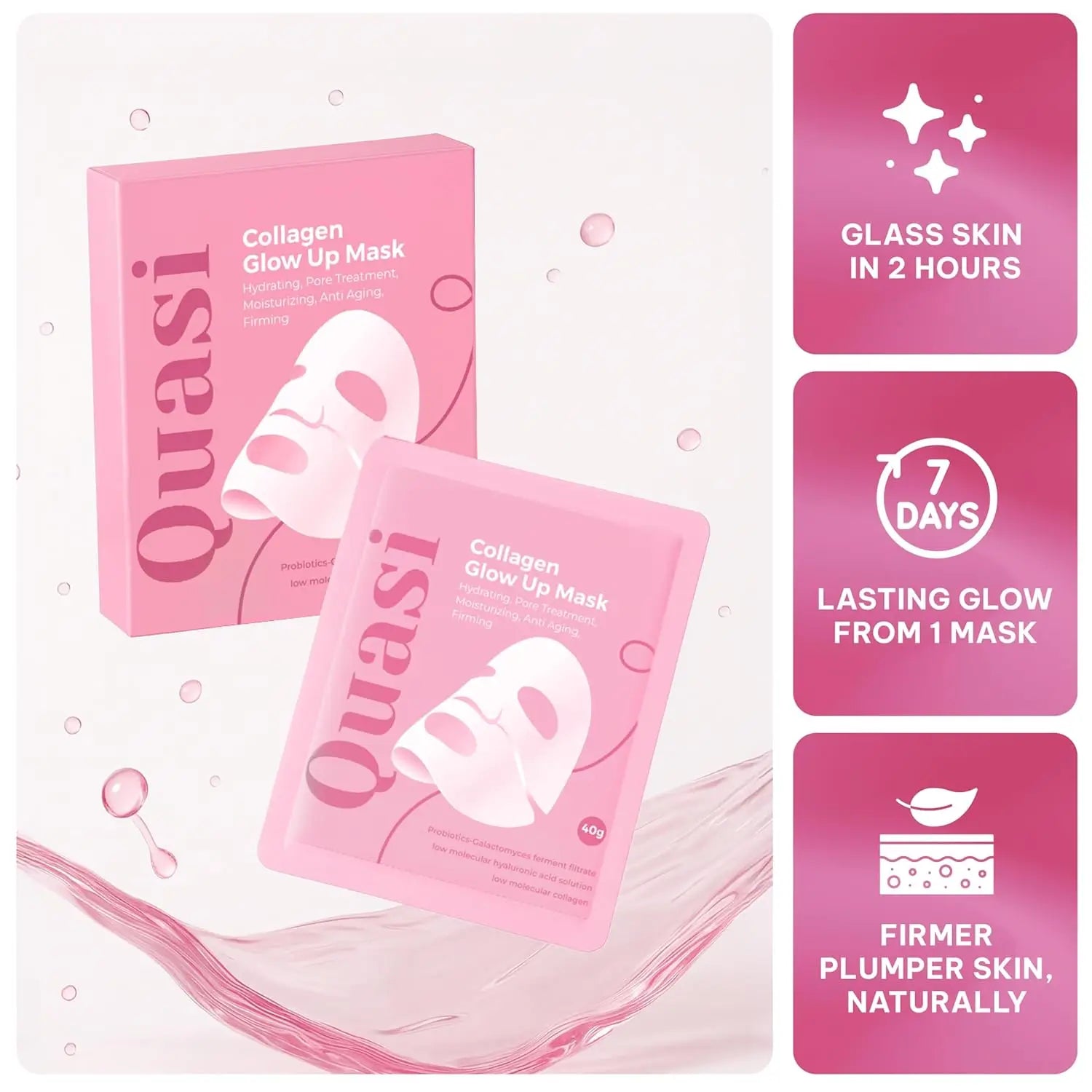 Collagen Face Mask Overnight – Hydrating Korean Sheet Mask – Niacinamide & Low Molecular Collagen – Firming & Smoothing Skinc