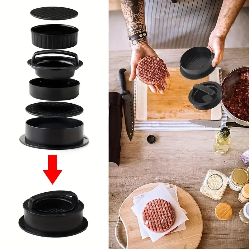Burger Press Mold & Patty Press Maker -3 in 1 Stuffed Hamburger Patty Maker Perfect for Beef, Chicken Patties - Kitchen Press To