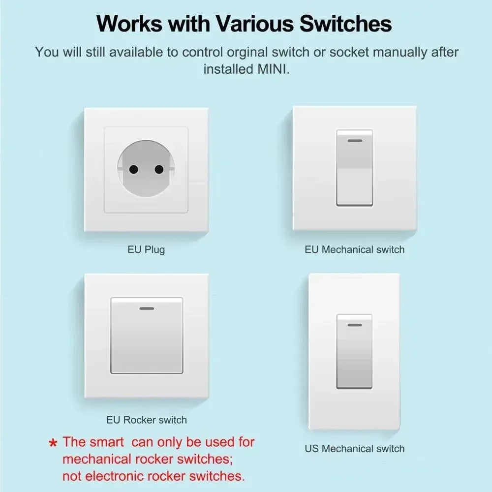 16A Smart WiFi Switch Support 2-Way DIY Switches Mini Smart Breaker Works With Tuya Smart Life APP Control Support Alexa Google