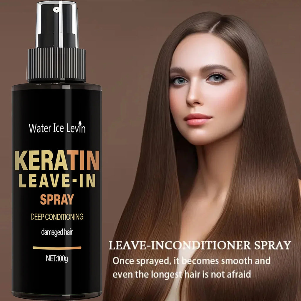 Keratin & Biotin Leave-In Spray 100g, Deep Conditioning Treatment for Damaged Hair, with Rice Amino Acids, Fast Shipping