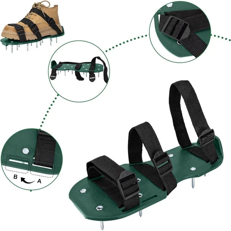 Reusable Lawn Aerator Shoes Manual Lawn Aerator with Spike Adjustable Spiked Aerating Sandals Anti-Slip Lawn Aerator Sandals