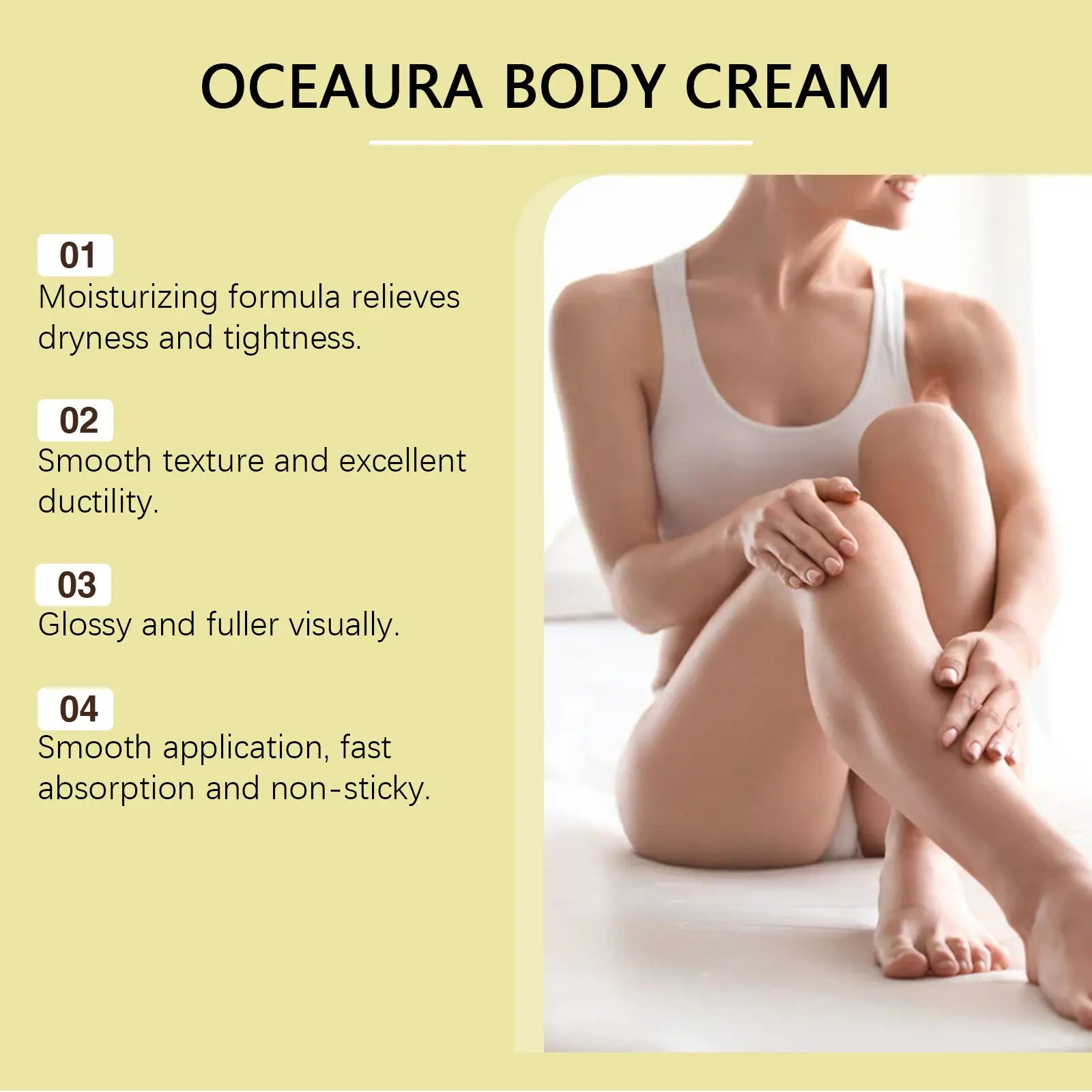 OceAura Body Moisturizing Cream Shea Butter Deep Hydration Soft Smooth Skin Barrier Repair Vanilla Peach Body Lightening Cream