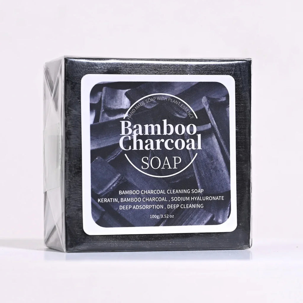 B+100G Bamboo Charcoal Powder Deep Cleaning Soap Plant Oil Soap Keratin Protein Men's Bath and Face Wash Handmade Soap