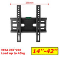 LED LCD TV Wall Mount Bracket Tilt Adjustable Strengthen TV Support for 14''-42'' Load up to 40kg VESA 200*200