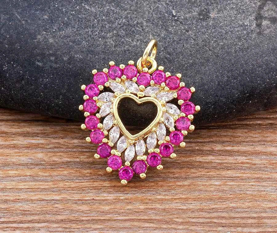 Nidin New Arrival Romantic Heart Shape Sparkling Zircon Pendant Necklace 3 Colors For Women Female Fine Jewelry Gifts Wholesale