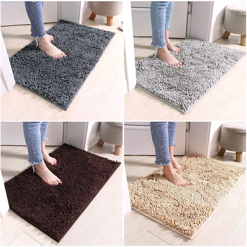 Chenille Bathroom Carpet Non Slip Bath Mat Soft and Comfortable Plush Living Room Door Bathroom Absorbent Foot Floor Matscarpet
