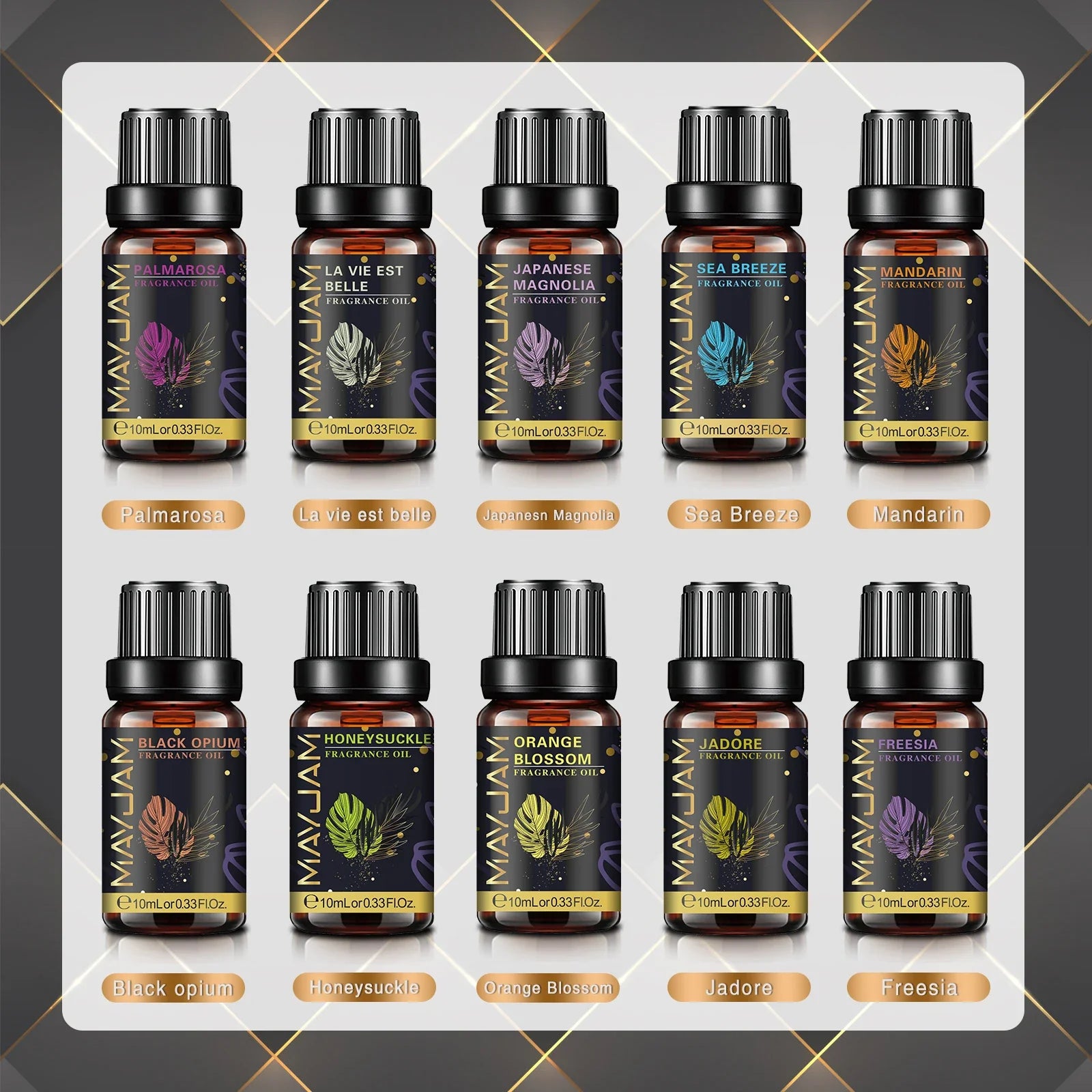 MAYJAM 10ml Aromatic Essential Oil Bubble Gum La Vie Est Belle D-Jadore White Musk Sea Breeze Baby Powder Long-lasting Scents
