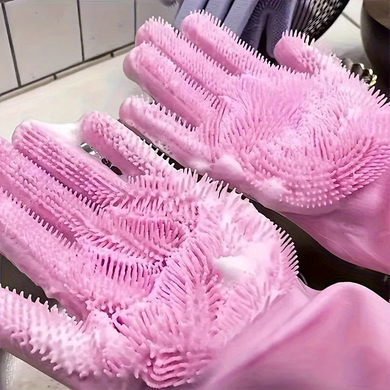 1 Pair Silicone Dishwashing Gloves Multifunctional Household Gloves