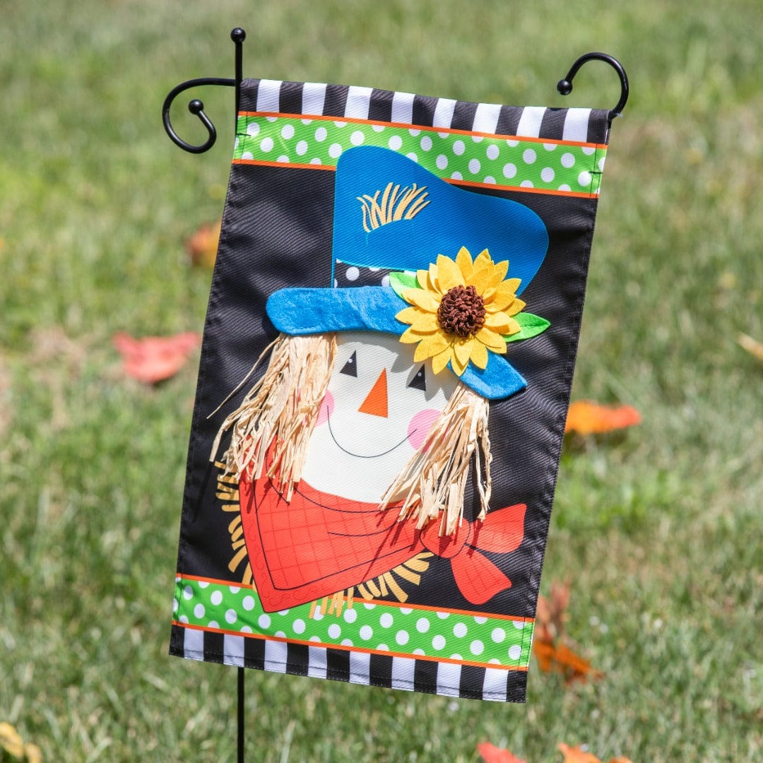 Scarecrow Friend Fall Garden Flag 2 Sided Applique