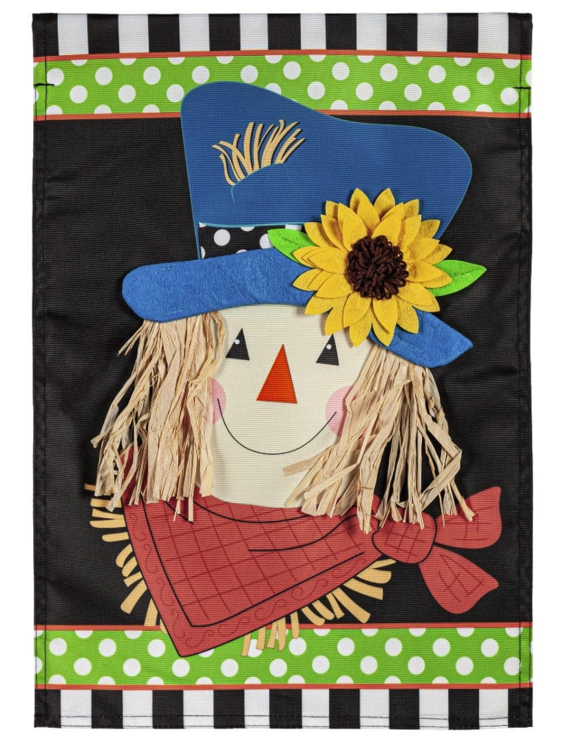 Scarecrow Friend Fall Garden Flag 2 Sided Applique