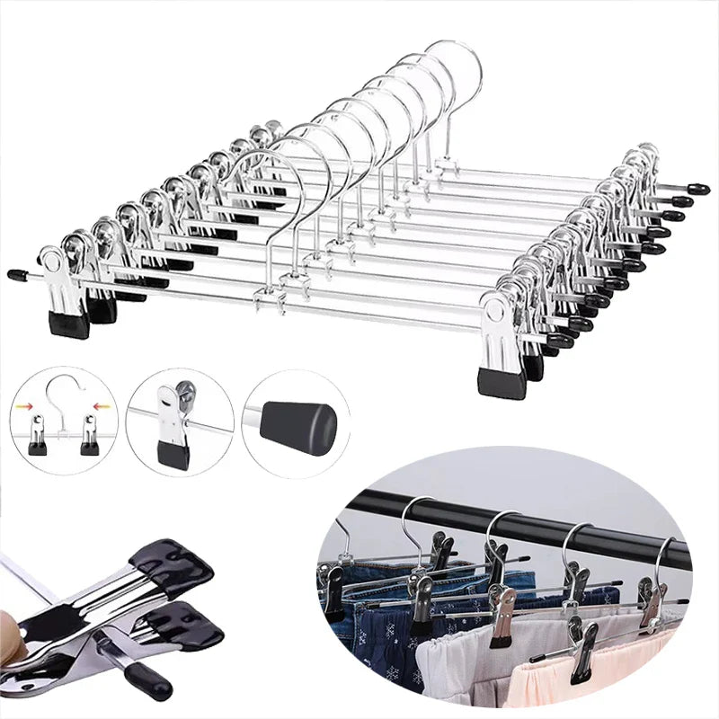 5~20pcs Metal Pants Racks Wind Proof Multi-purpose Skirt Racks for Clothes Drying Trousers Wardrobe Clip Anti-slip Black TMZ
