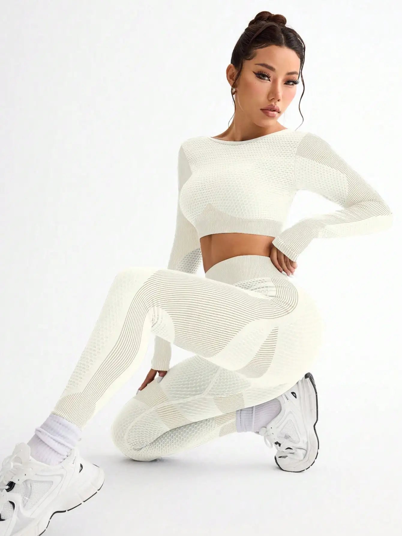 2pcs Hot-selling New Sports Tight Running Breathable Seamless Yoga Suit Women's Outdoor Fitness Suit Women's