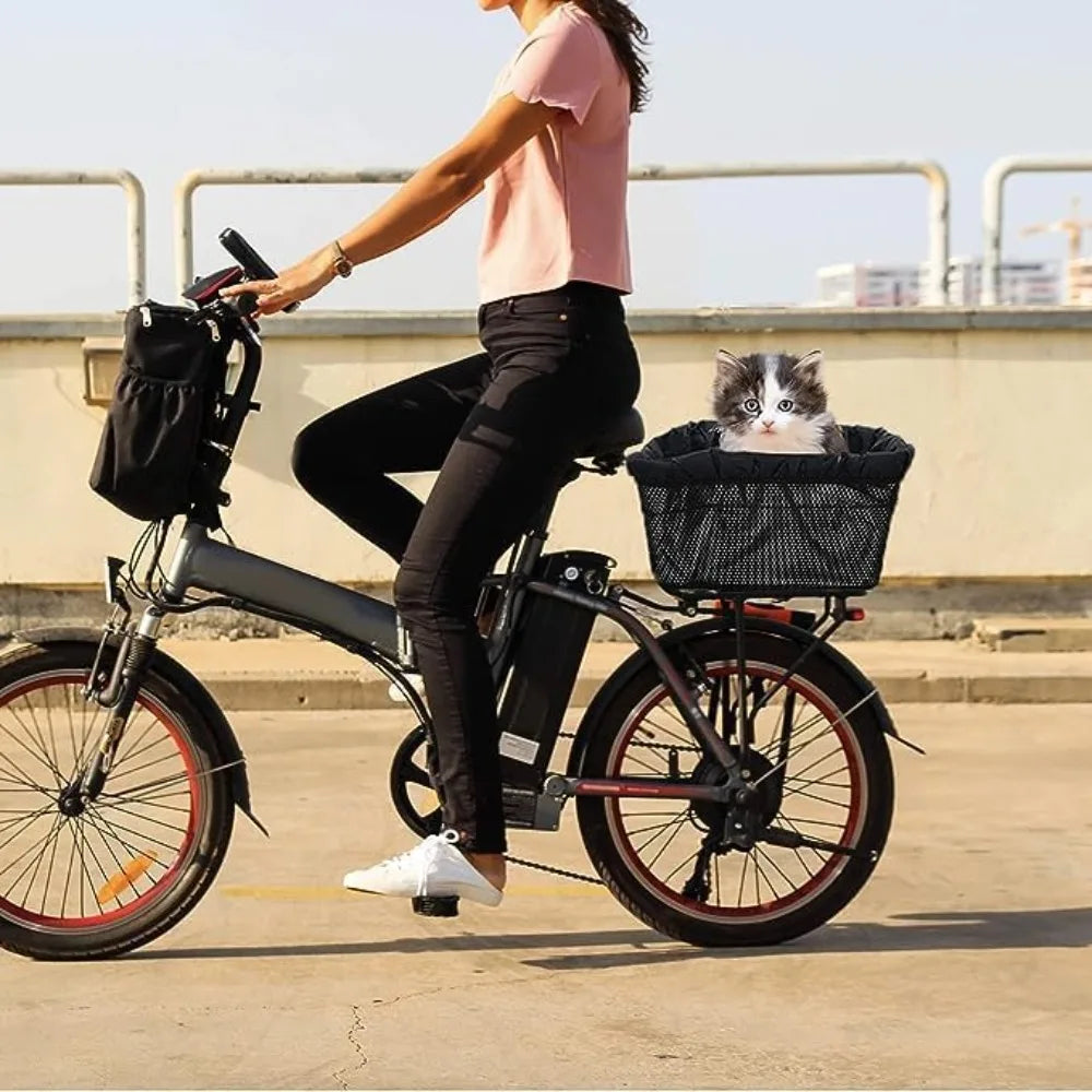 Rear Bike Basket With Easy Install Spider Webbing And Waterproof Tarp Cover
