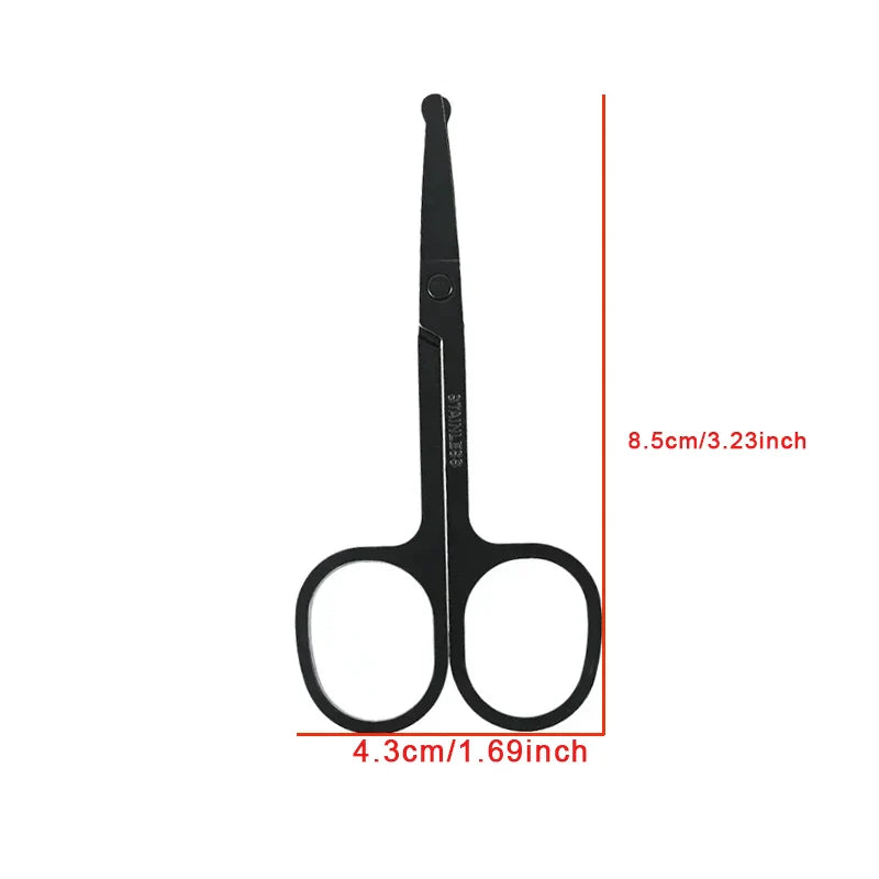 Unisex Stainless Steel Black Round Head Safe Nose Hair Scissors (Do Not Hurt Nose)