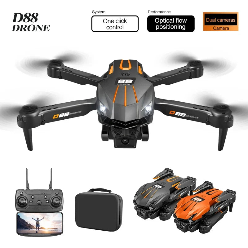 NewD88 4K RC Drone,360°Flip,Headless Mode,One Key Return,Altitude Hold,WiFi FPV,Dual Cam Switch,90°Lens Adjust,Birthday Gift Toy