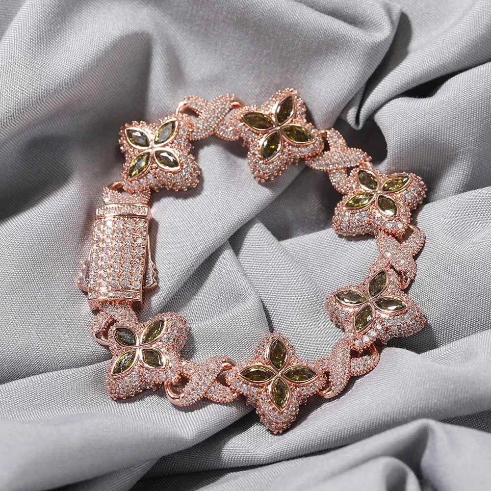 Floral Bracelets with Infinity Link Chain