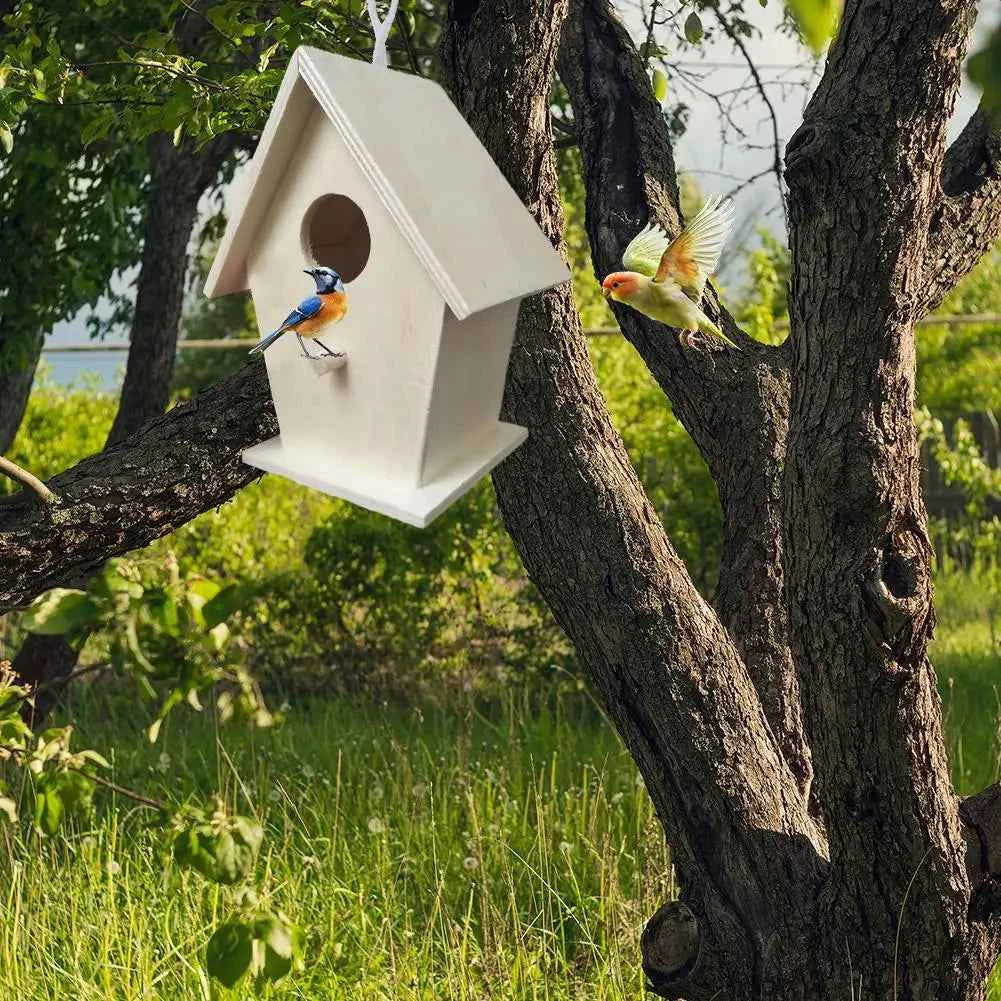 High-end Wooden Bird House For Outside To Paint Bird Nesting Box Handmade Birdhouse With Perch Diy Types Wall-mounted Nest