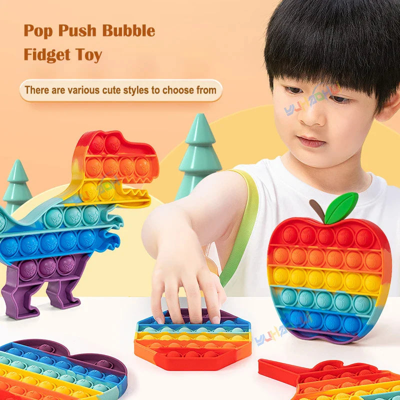 Rainbow Pop Push Bubble Fidget Toy | Sensory Stress Relief for Kids and Adults