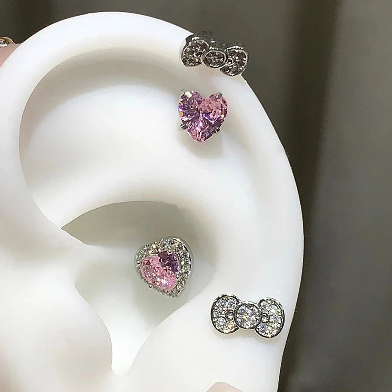 Cute Bowknot Love Heart Annular Ear Bone Earring
