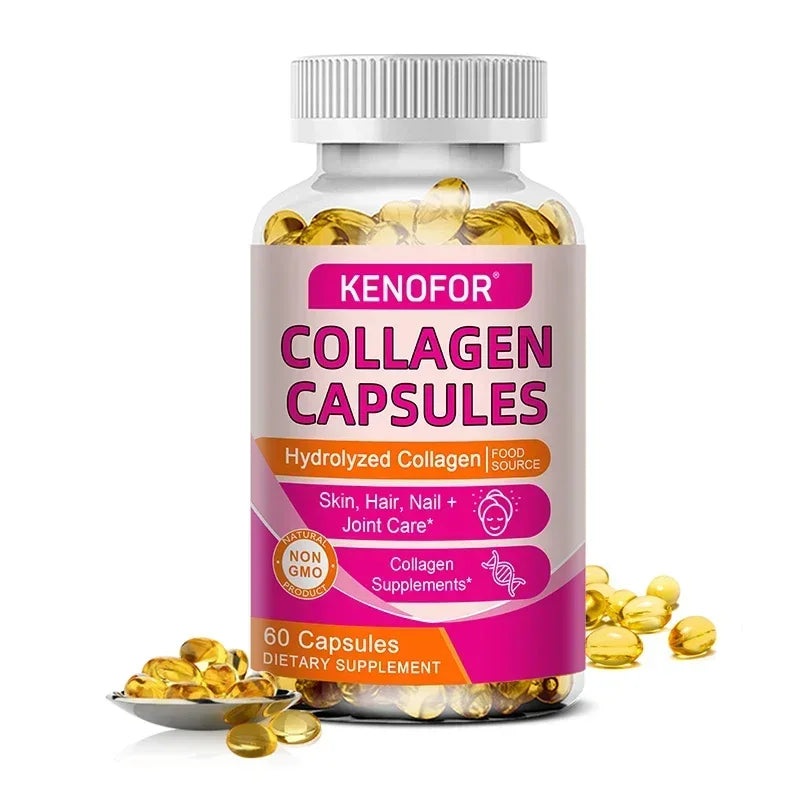Kenofor 120 Hydrolyzed Collagen Capsules - Support Skin & Joint & Hair & Nail Health - Collagen Supplement